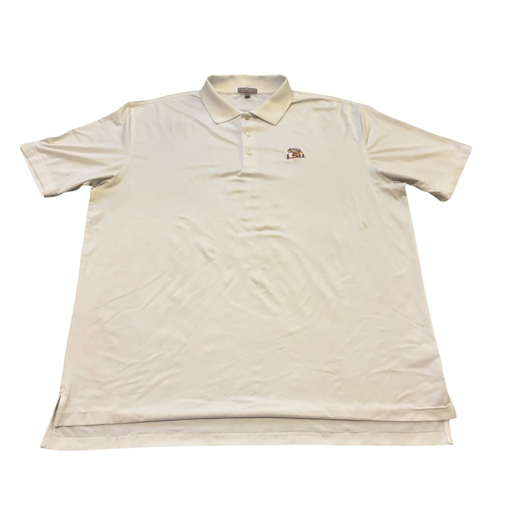 Peter Millar Mens LSU Tigers Summer Comfort Polo Shirt White XXL Short Sleeve